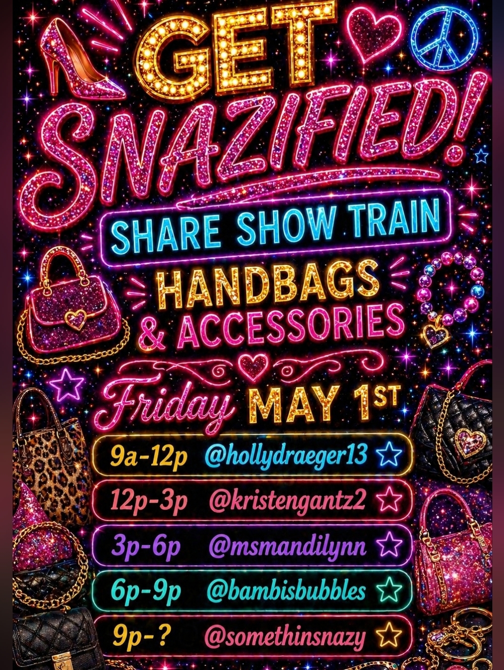 5/1 Get Snazified!  Handbags & Accessories Friday Share Show Train